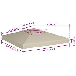 vidaXL Couverture de toit de belvédère 310 g / m² 3x3 m Beige pas cher