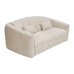 Avis Vente-Unique Canapé 3 places convertible express en tissu bouclette beige - Couchage 140 cm - Matelas 14 cm RETUNA II