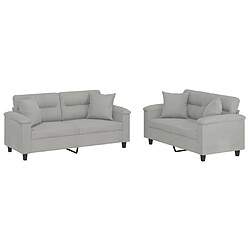 Maison Chic Ensemble de canapés 2 pcs coussins, Canapé droit Sofa pour Salon Gris clair Tissu microfibre -GKD672243