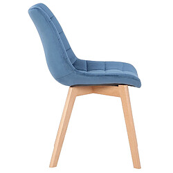 Avis Decoshop26 Chaise de salle à manger x1 rembourrage généreux en velours bleu piètement en bois 10_0002080