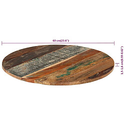 vidaXL Dessus de table rond 60 cm 15-16 mm Bois de récupération pas cher