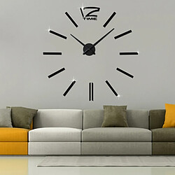 Acheter Wewoo Horloges DIY noir 39 pouces Chambre Home Office Décoration Moderne Sans Cadre Grand DIY 3D Miroir Mur Autocollant Mute Horloge