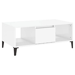 Maison Chic Table basse,Table Console Table d'appoint, Table pour salon Blanc brillant 90x50x36,5 cm Bois d'ingénierie -MN33999