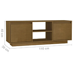 vidaXL Meuble TV Marron miel 110x30x40 cm Bois de pin massif pas cher