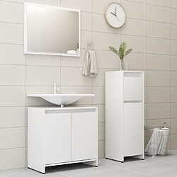 Maison Chic Ensemble de 3 meubles de salle de bain,Armoire rangement + miroir Blanc Aggloméré -MN80351