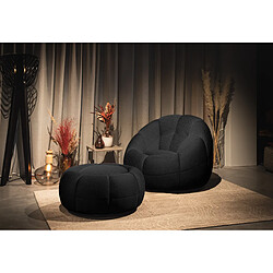 Courtois Laville Fauteuil avec pouf tissu noir - FIGO et FAGO