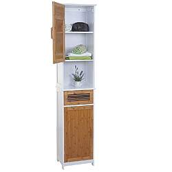 Mendler Set de salle de bains HWC-A85, armoire commode meuble sous-lavabo, bambou, blanc