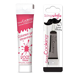 Scrapcooking Colorant alimentaire en gel 20 g rose foncé + Stylo de glaçage noir