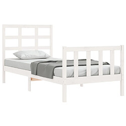 Avis Maison Chic Lit adulte - Cadre Structure de lit avec tête de lit Contemporain blanc 90x200 cm bois massif -MN63966