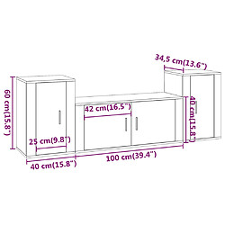 vidaXL Ensemble de meubles TV 3 pcs Blanc brillant Bois d'ingénierie pas cher