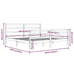 vidaXL Cadre de lit sans matelas marron miel bois pin massif 200x200cm pas cher