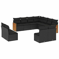 Maison Chic Salon de jardin 11 pcs avec coussins, Ensemble Tables et chaises d'extérieur noir résine tressée -GKD262834