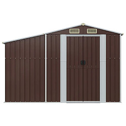 Helloshop26 Abri de jardin cabane cabanon maison de stockage remise extérieur hangar outils robuste 277 x 93 x 179 cm acier galvanisé marron 02_0022287