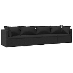 Maison Chic Salon de jardin 4 pcs + coussins - Mobilier/Meubles de jardin - Table et chaises d'extérieur Résine tressée Noir -MN41616