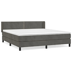 Maison Chic Lit Adulte - Lit simple Lit à sommier tapissier et matelas moelleux - Meuble de Chambre - Gris foncé 180x200cm Velours -MN86294