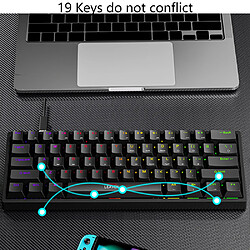 General Clavier de jeu, touches multimédia, touches anti-ghosting, clavier d'ordinateur silencieux rétroéclairé à LED arc-en-ciel à 61 touches, clavier filaire USB étanche pour PC Mac Xbox(Blanc) pas cher