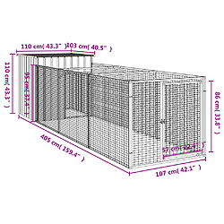 vidaXL Niche pour chien avec cour gris clair 110x405x110 cm pas cher