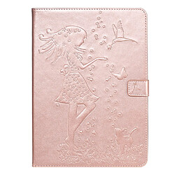 Etui en PU motif fille et chat or rose pour votre iPad mini (2021)