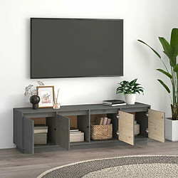 Avis Maison Chic Meuble TV scandinave - Banc TV pour salon Gris 156x37x45 cm Bois de pin massif -MN67112