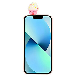 Coque en silicone décor de personnage de dessin animé 3D anti-chute pour votre iPhone 14 Plus - crème glacée