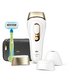 Braun Silk·expert IPL Pro 5 - IPL Pour Femme, Épilateur Lumière Pulsée À Domicile, Blanc/Doré