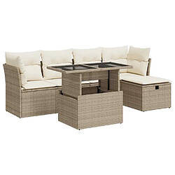 vidaXL Salon de jardin avec coussins 6 pcs beige résine tressée