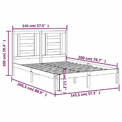 vidaXL Cadre de lit sans matelas noir 140x200 cm bois massif de pin pas cher