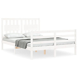 Maison Chic Lit adulte - Cadre Structure de lit avec tête de lit Contemporain blanc 120x200 cm bois massif -MN79478