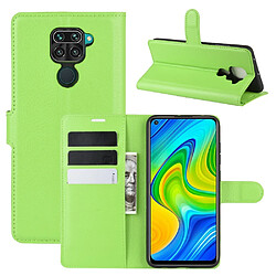 Etui en PU peau de litchi magnétique vert pour votre Xiaomi Redmi Note 9/Redmi 10X 4G