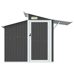 Helloshop26 Abri de jardin cabane cabanon maison de stockage remise extérieur hangar outils robuste 270 x 130 x 208,5 cm acier galvanisé anthracite 02_0022210