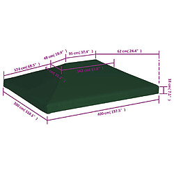 vidaXL Toile supérieure de belvédère 310 g / m² 4 x 3 m Vert pas cher