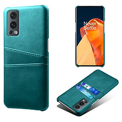 Coque en TPU + PU double porte-cartes, anti-chute, vert pour votre OnePlus Nord 2 5G