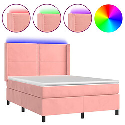 Sommier à lattes,Cadre à lattes de lit pour Adulte matelas et LED Rose 140x190 cm Velours -MN10090