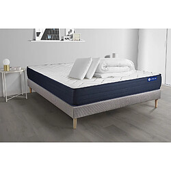 ACTISOM Pack prêt à dormir matelas ACTILATEX LIFE 200x200 cm Latex et Mémoire de forme + sommier KIT gris + 2 oreillers + couette