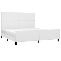 Avis Maison Chic Lit adulte - Cadre Structure de lit avec tête de lit Contemporain Blanc 180x200 cm Similicuir -MN83744