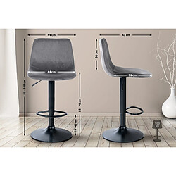 Avis Decoshop26 Set de 2 tabourets de bar repose-pieds en métal noir confortable en forme d'arc assise en velours gris foncé 10_0004131