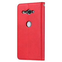 Avis Wewoo Housse Coque Étui en cuir à rabat horizontal avec texture de peau pour Sony Xperia XZ2 Compactavec cadre photo et supportlogements cartes et portefeuille rouge