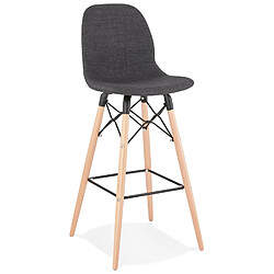 Alterego Tabouret de bar design 'GALACTIK' en tissu gris foncé style scandinave