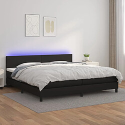 Sommier à lattes et LED,Cadre à lattes de lit avec matelas pour Adulte Noir 200x200 cm -MN35764