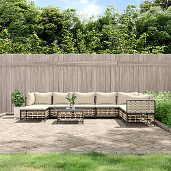 Maison Chic Salon de jardin 9 pcs + coussins - Mobilier/Meubles de jardin - Table et chaises d'extérieur anthracite résine tressée -MN65334