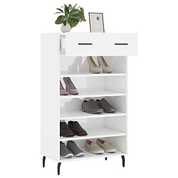 Acheter Maison Chic Armoire à chaussure,Meuble à Chaussures Blanc brillant 60x35x105 cm Bois ingénierie -MN75395