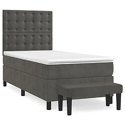 Maison Chic Lit adulte- Lit + matelas,Sommier à lattes de lit et matelas Gris foncé 90x190 cm Velours -GKD75704