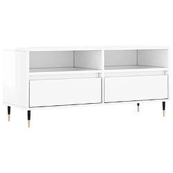 Maison Chic Meuble TV scandinave - Banc TV pour salon blanc brillant 100x34,5x44,5 cm bois d'ingénierie -MN69003