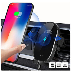 Chrono Chargeur de voiture sans fil, 15W Qi Charge rapide Capteur automatique Chargeur magnétique sans fil Support de téléphone Support de ventilation pour tous les smartphones, pour Samsung S20/S10 iPhone 13/12/11 Pro/X/XS/Max/XR etc (Noir)