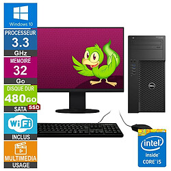 Dell Precision T3620 i5-6400 3.30GHz 32Go/480Go SSD Wifi W10 + Ecran 19 - Reconditionné