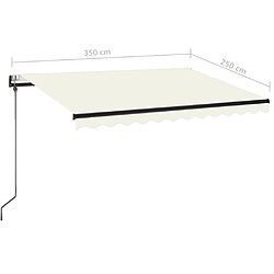 vidaXL Auvent rétractable automatique 350x250 cm Crème pas cher