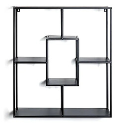 Pegane Etagère murale en métal laqué noir - Longueur 60 x Hauteur 70 x Profondeur 18 cm