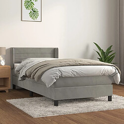 Maison Chic Lit Adulte - Lit simple Lit à sommier tapissier et matelas moelleux - Meuble de Chambre - Gris clair 100x200cm Velours -MN42155