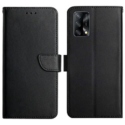 Etui en cuir véritable antichoc, texture nappa avec support, noir pour votre Oppo A74 4G/Oppo F19