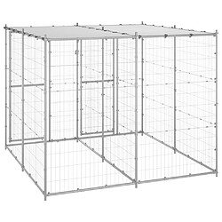 Helloshop26 Chenil extérieur cage enclos parc animaux chien extérieur acier galvanisé avec toit 4,84 m² 02_0000444 pas cher